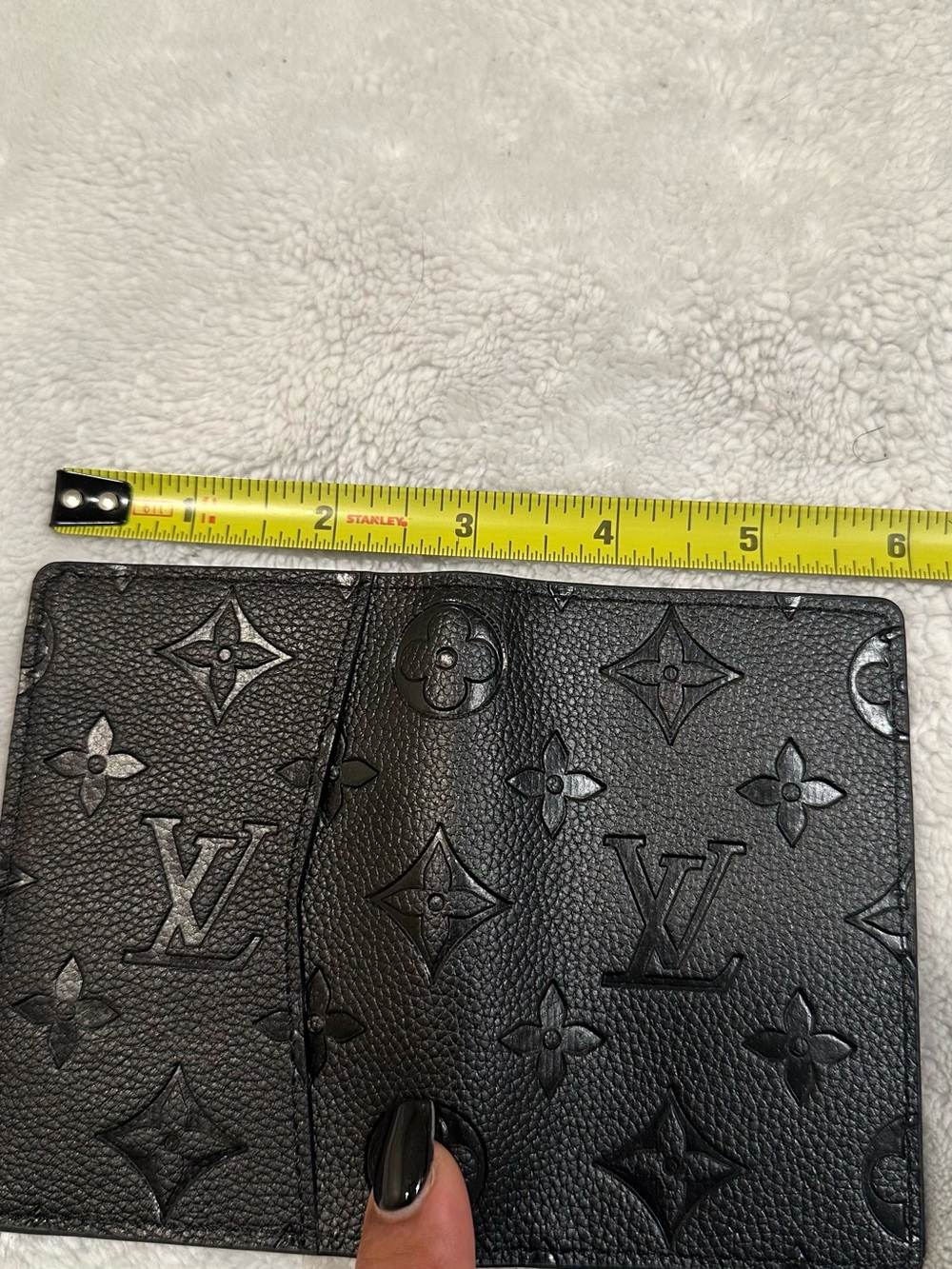 Black Monogram Embossed Leather Card Holder